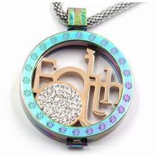 Rainbow Color 316L Stainless Steel Locket with Interchangeable Coin